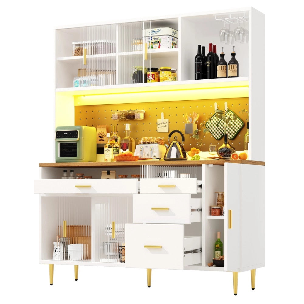 Armadio alto con LED e ripiani ¨C Minimal ¨C Bianco 145x39x171cm