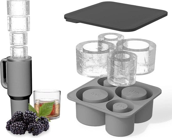 Igloo in forma di cubetto di ghiaccio con coperchi - 4 pezzi - cilindro per Stanley Cup - grigio