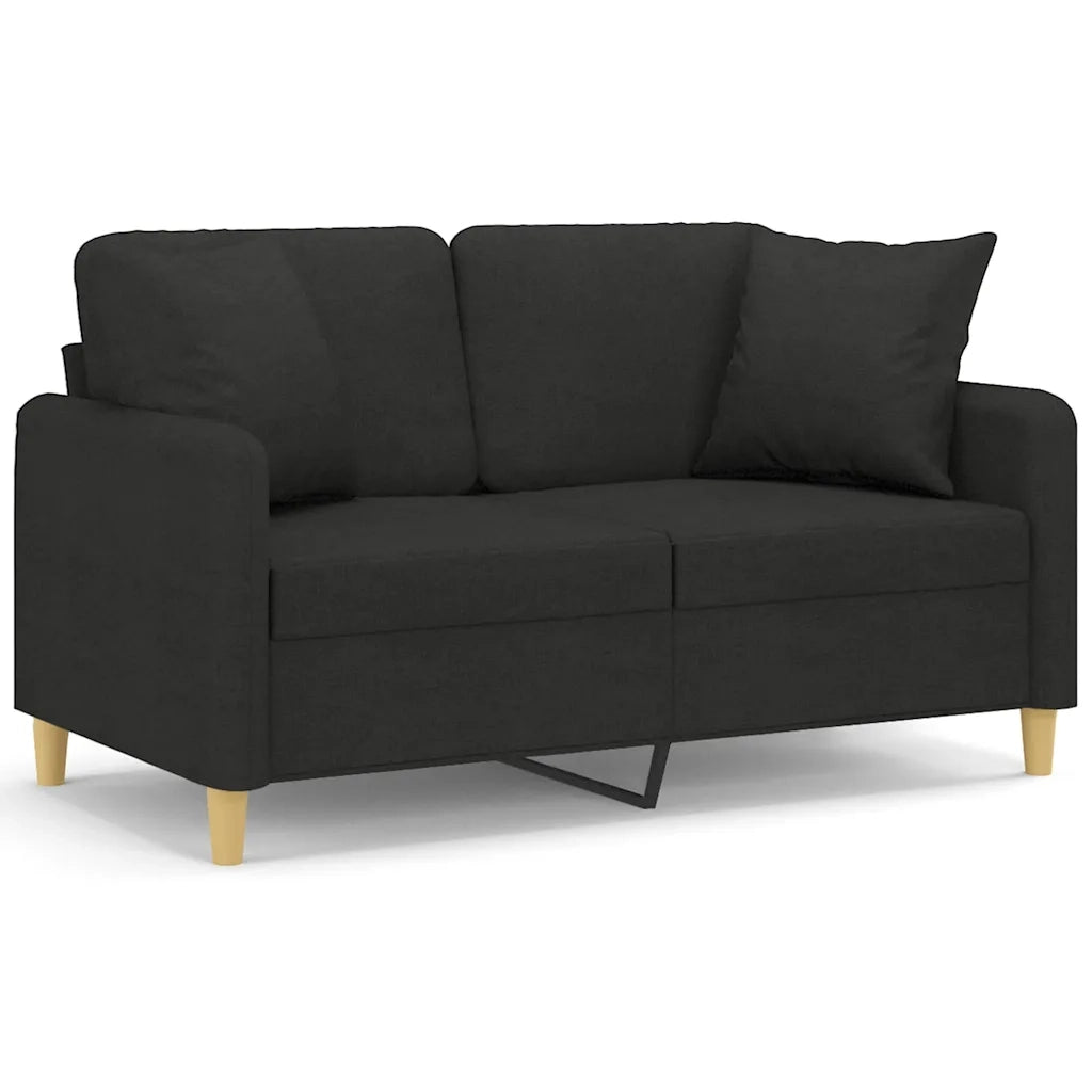Divano a 2 Posti con Cuscini-Sofa 2 Posti con Cuscini Nero 120 cm in Tessuto 615541