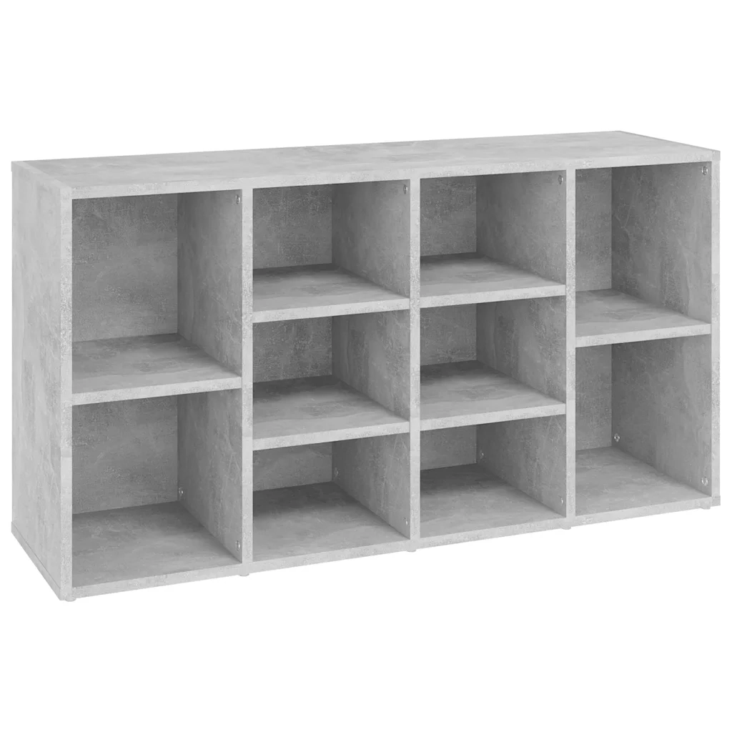 Scarpiera con Panchina-Scaffale per scarpe Grigio Cemento 103x30x55cm Multistrato