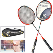 Trade Shop - Set 2 Racchette Badminton Professionale Manico Ergonomico Con Borsa Custodia -