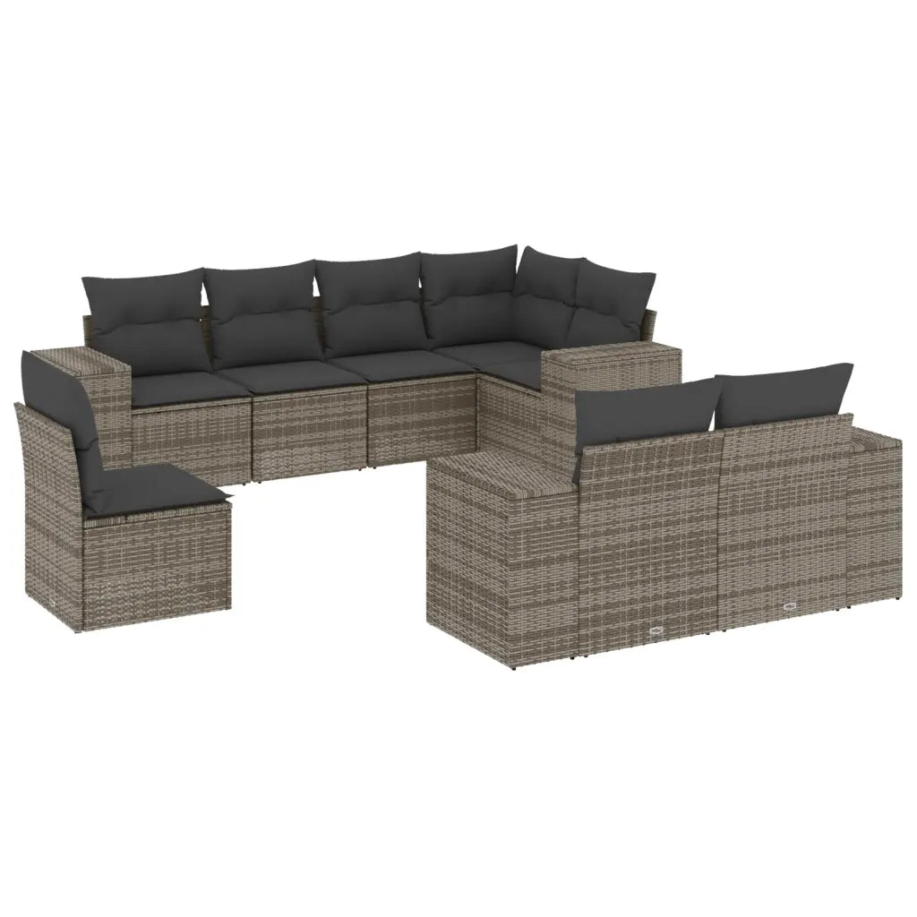 Set Divano da Giardino 8 pz con Cuscini Grigio in Polyrattancod mxl 113193