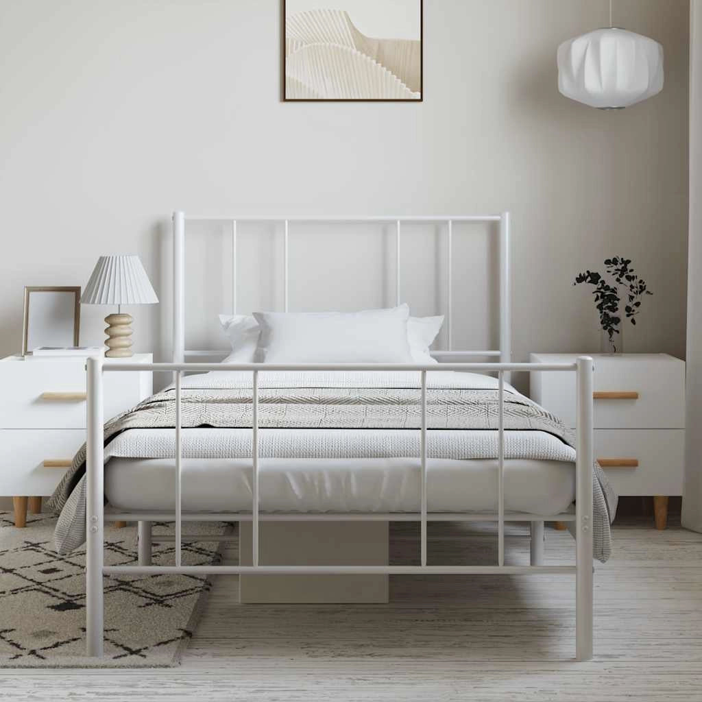 Giroletto con Testiera e Pediera Metallo Bianco 100x200 cmcod mxl 81703