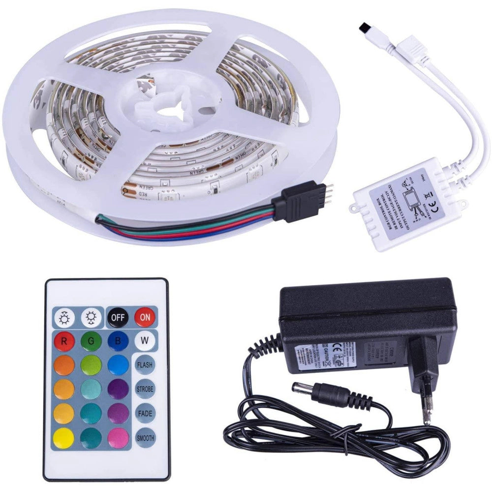 Trade Shop - Strip Led Bobina 5 Metri Rgb 24v Smd 5050 Multicolor 16w/m Ip65 300 Led Striscia -