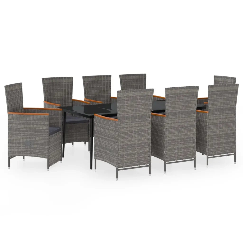 Set da Pranzo da Giardino 9 pz con Cuscini Grigio 3099470