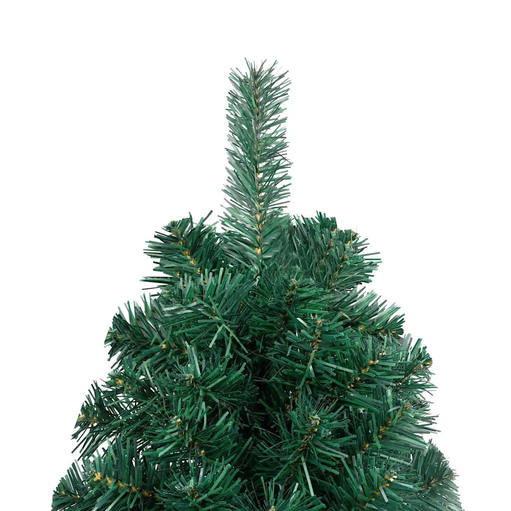 Albero di Natale a Metà Preilluminato con Palline Verde 210 cm 3077652
