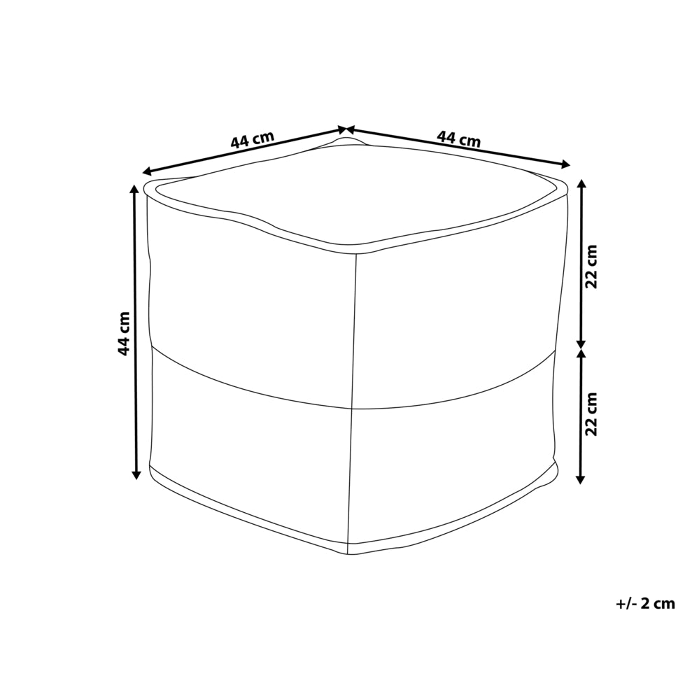 Pouf ottomana grigio iuta perline EPS riempimento quadrato 44 x 44 cm stile boho