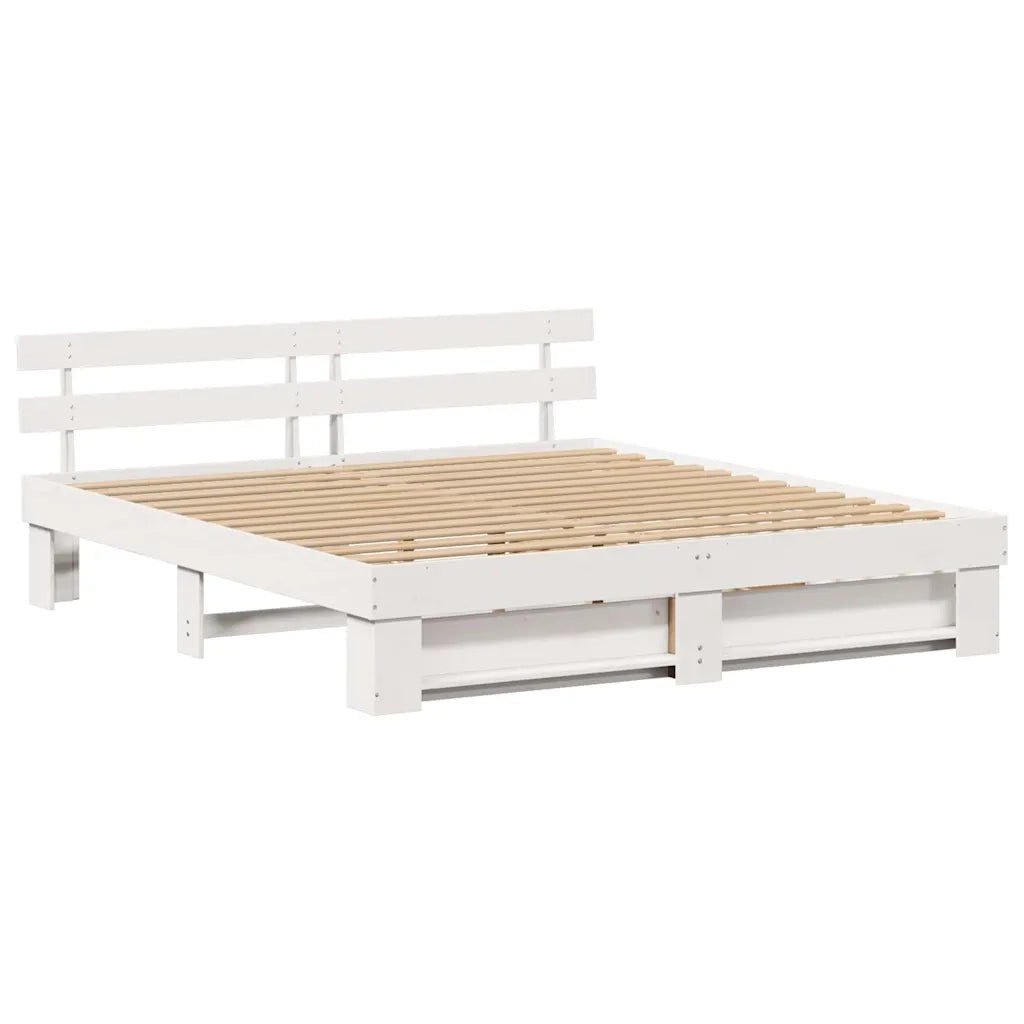 vidaXL Struttura del letto Bianco 200 x 200 cm Legno di pino massello