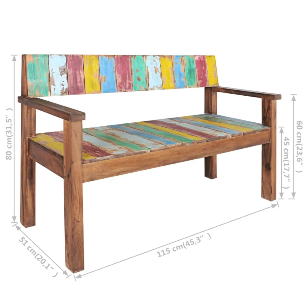 Panca-Sgabello 115 cm in Legno Massello di Recupero