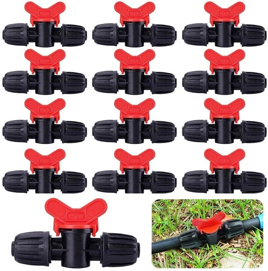 Irrigazione a Goccia - 20 pezzi Valvola di Regolazione 16mm PE Tubo di Gomma per Giardino, Serra e Giardino di Casa.