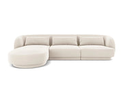 Cosmopolitan Design - Divano angolare sinistro "Tulum" 4 posti in velluto beige chiaro 
