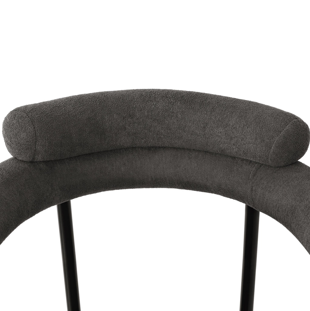 Sedia imbottita ergonomica con schienale avvolgente 70x62x84 cm; tessuto grigio scuro e ferro