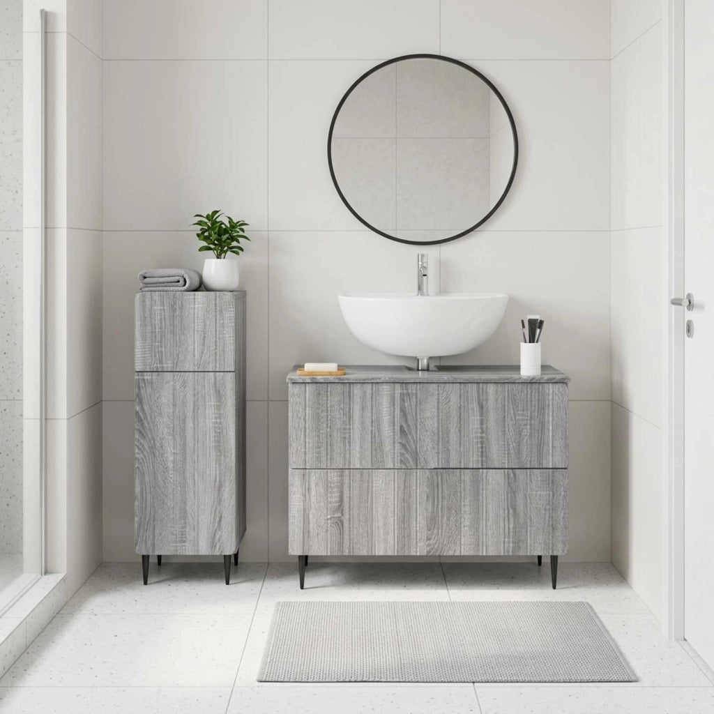 Set di Armadi da Bagno da 2 Pezzi ZWOLLE Sonoma grigio 3417681