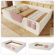 Letto imbottito con sponda 140x190 cm velluto beige