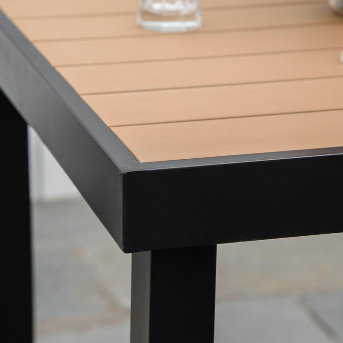 Tavolo da Giardino 80x80x74 cm in Alluminio e Plastica Nero e Color Legno