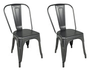 Sedia industriale in metallo grigio, sedia impilabile - Maggie (2 pz.) - SD01MAM
