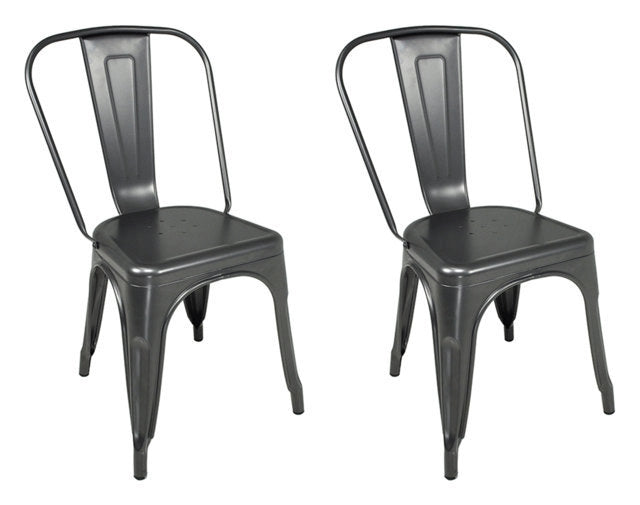 Sedia industriale in metallo grigio, sedia impilabile - Maggie (2 pz.) - SD01MAM