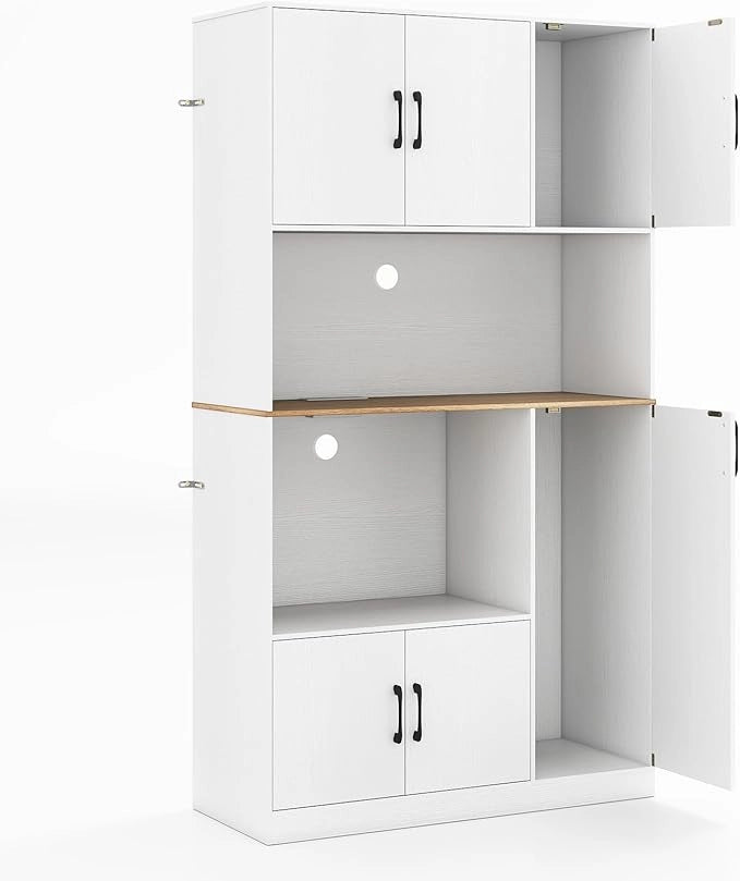 Armadio da cucina con stazione di ricarica, armadietto a buffet con prese e porte di tipo C e USB, da cucina a buffet alto con scomparto per microonde, armadietto da cucina, multiuso, 100 x 40