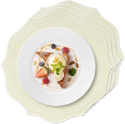 Set di piatti rotondi in poliestere con bordo ondulato - 39 cm - Bianco