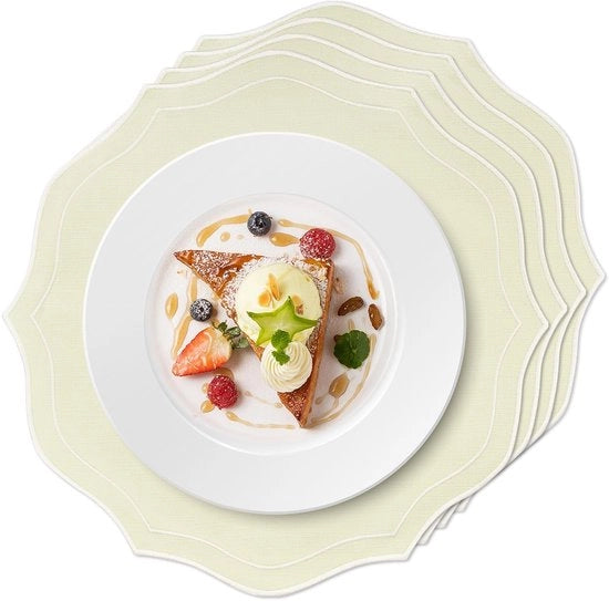 Set di piatti rotondi in poliestere con bordo ondulato - 39 cm - Bianco