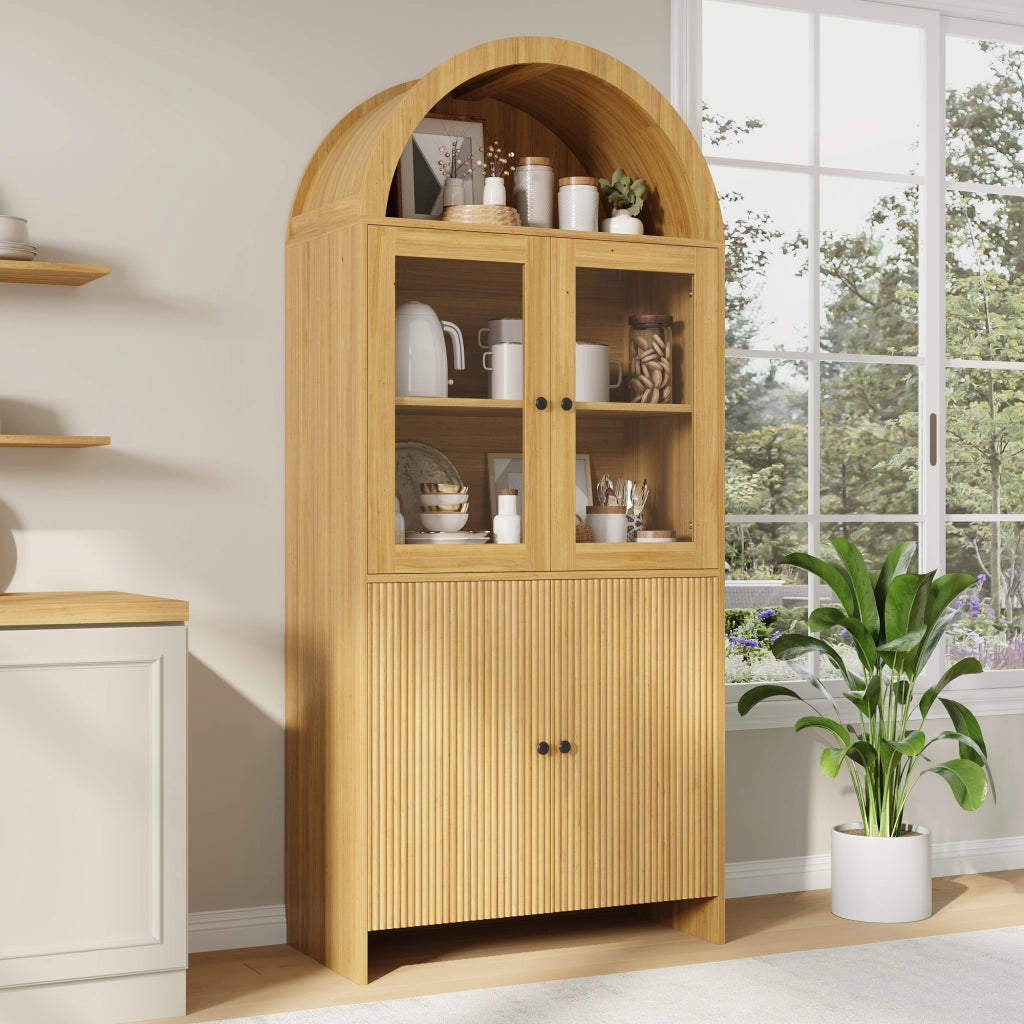 Credenza con Vetrina e Ante ¨C Xylo ¨C Bianco, Legno, Design Moderno