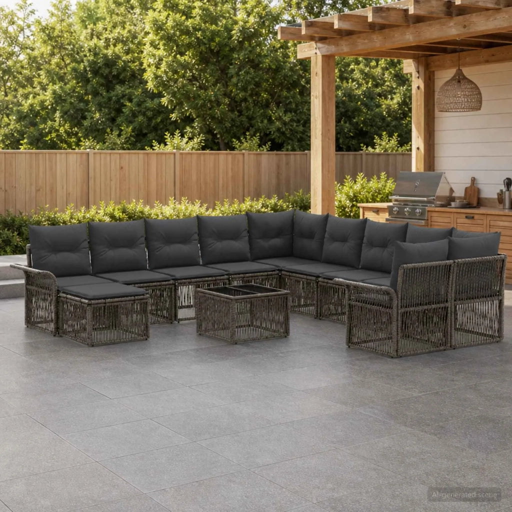Set Divano da Giardino 12 pz Grigio e Grigio Scuro polyrattan 3435032