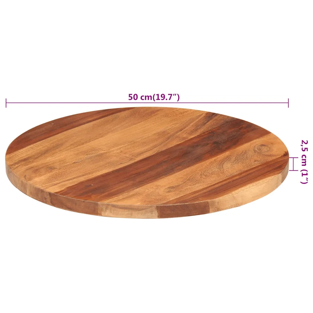 Piano Tavolo in Legno Massello di Acacia Rotondo 25-27 mm 50 cm 285973