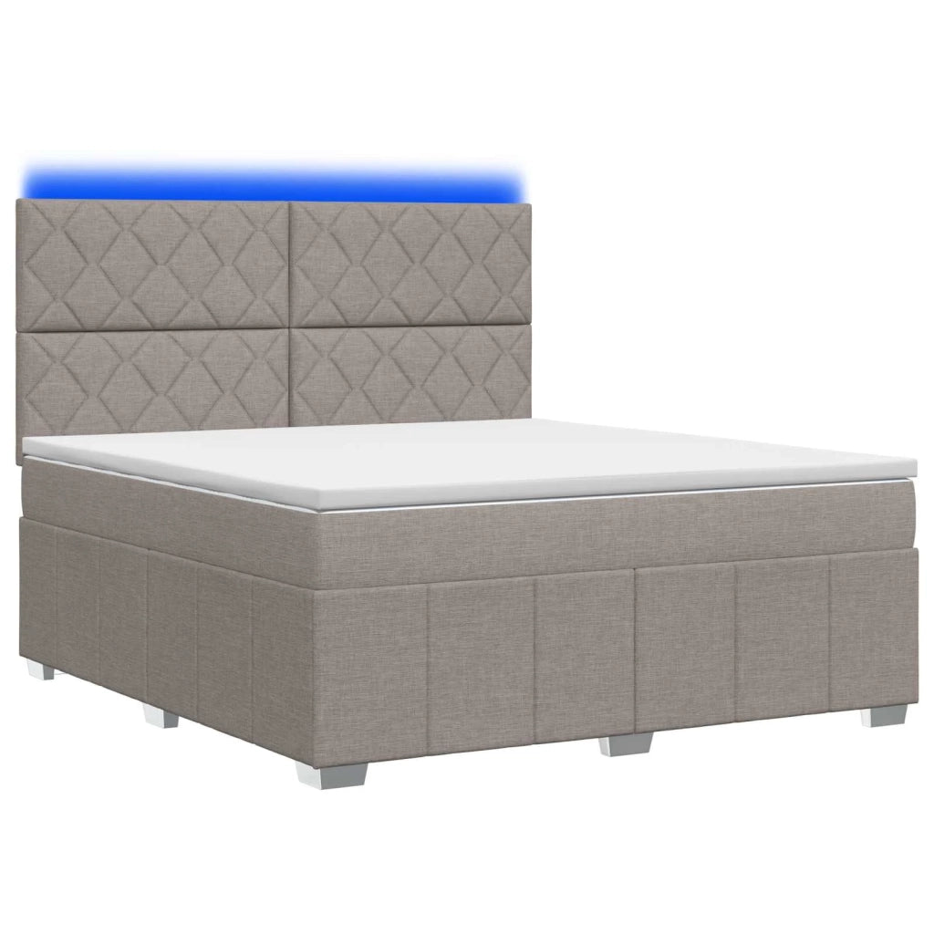 Letto Box Spring LED con Materasso Tortora 180 x 200 cm Tessuto 3455672