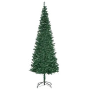 Albero di Natale Slim Artificiale 210 cm con Rami Realistici, Albero di Natale Alto e Stretto con Base Pieghevole, Verde