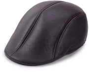 Cappello in pelle naturale per uomo, stile invernale, cappello con bordo piatto a forma di becco d'oca irlandese, cappello retro per autunno e inverno.