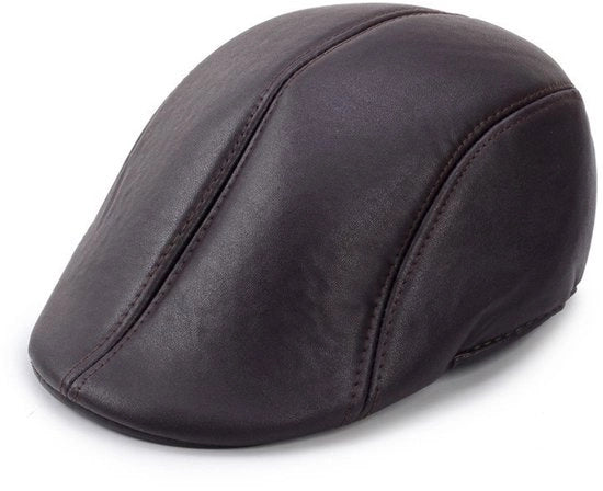 Cappello in pelle naturale per uomo, stile invernale, cappello con bordo piatto a forma di becco d'oca irlandese, cappello retro per autunno e inverno.