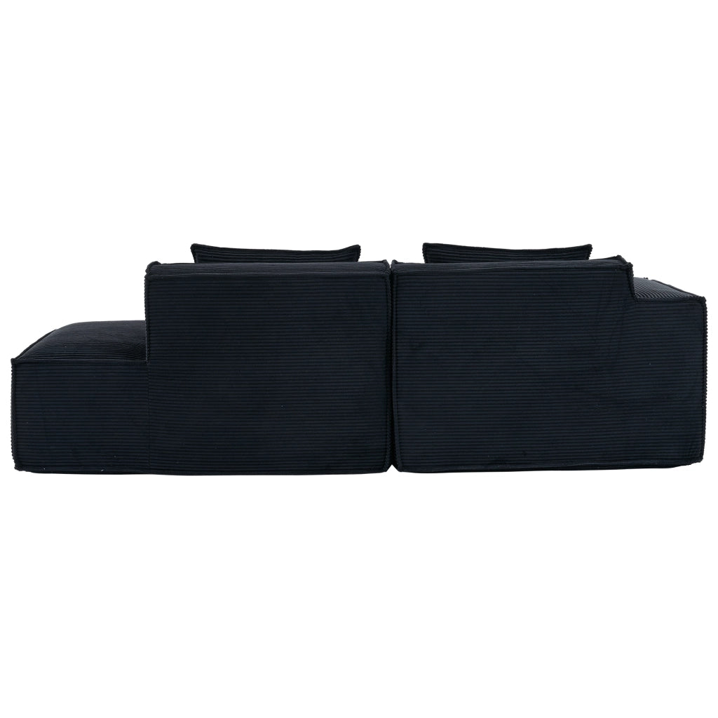 Divano dritto compatto per casa e ufficio con cuscino elastico e rivestimento resistente in poliestere nero 235 cm