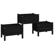 Fioriera rialzata per piante e fiori terrazza giardino 178,5 x 44 x 75 cm legno massello di pino nero 02_0037468