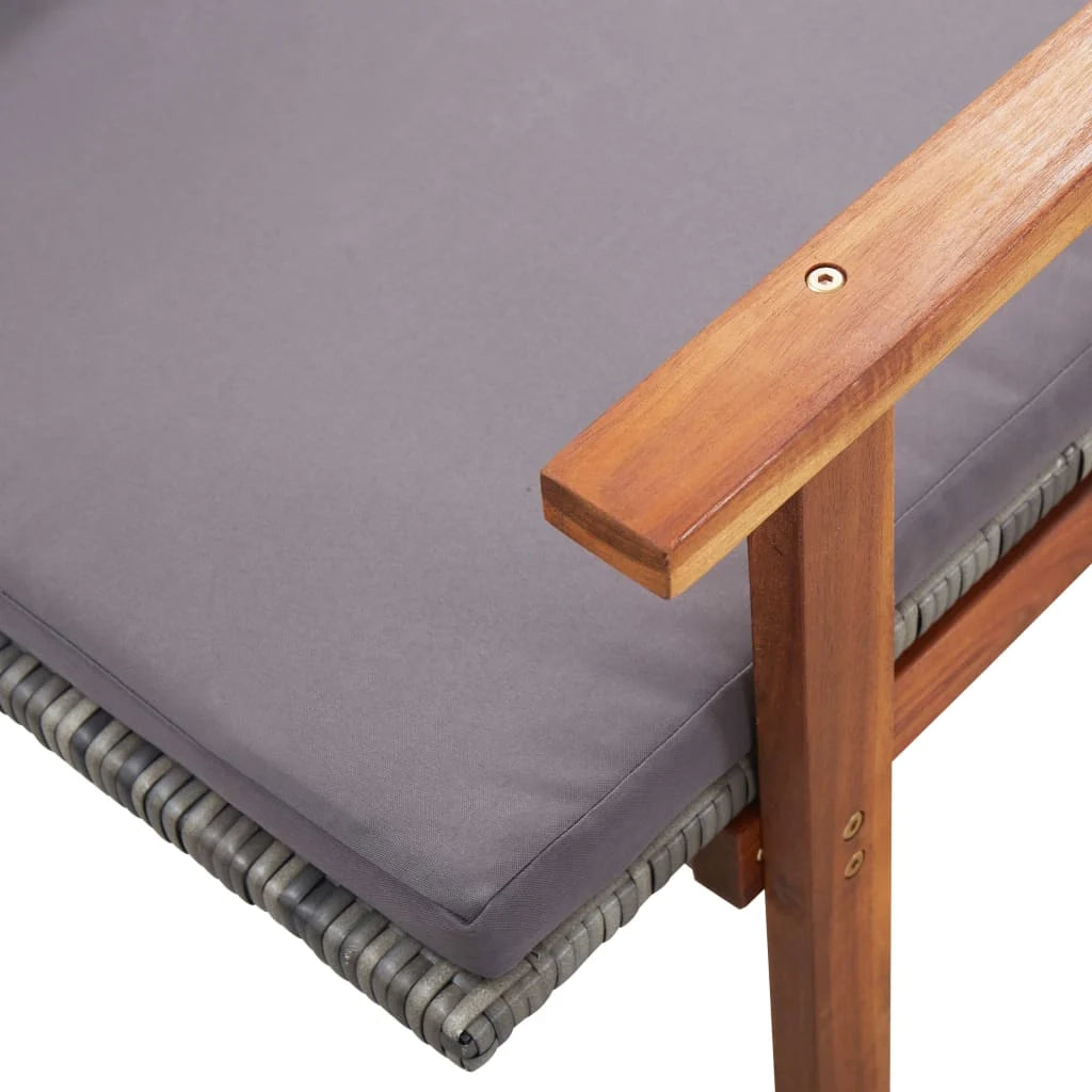 Sedia a sdraio lettino prendisole letto da giardino mobili da giardino mobili da esterno e cuscino resina intrecciata e legno di acacia grigio 02_0012770