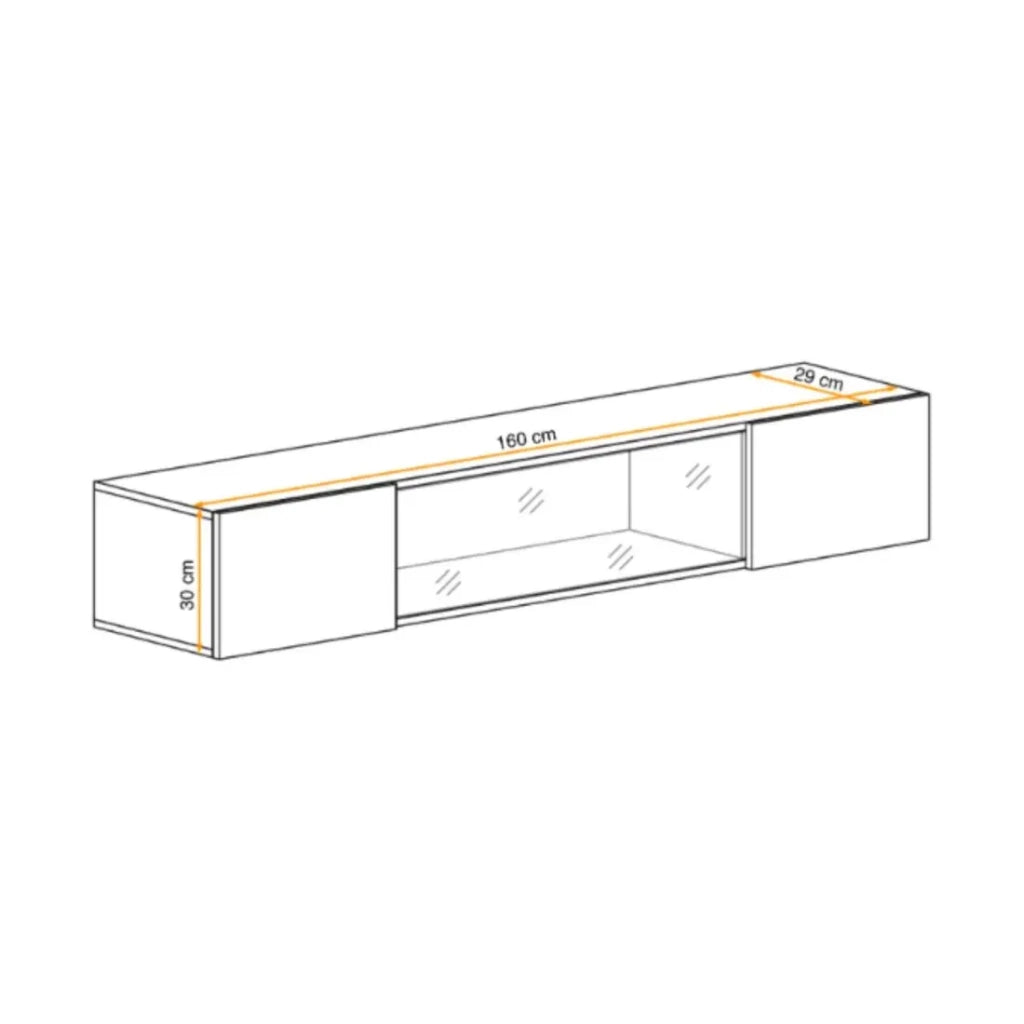 Vetrina orizzontale FLY – 1 porta parzialmente vetrata con LED – Rovere chiaro