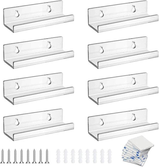 Set di 8 Pannelli di Vetro Acrilico Transparenti per CD e Foto – 10 x 3,5 x 3 cm