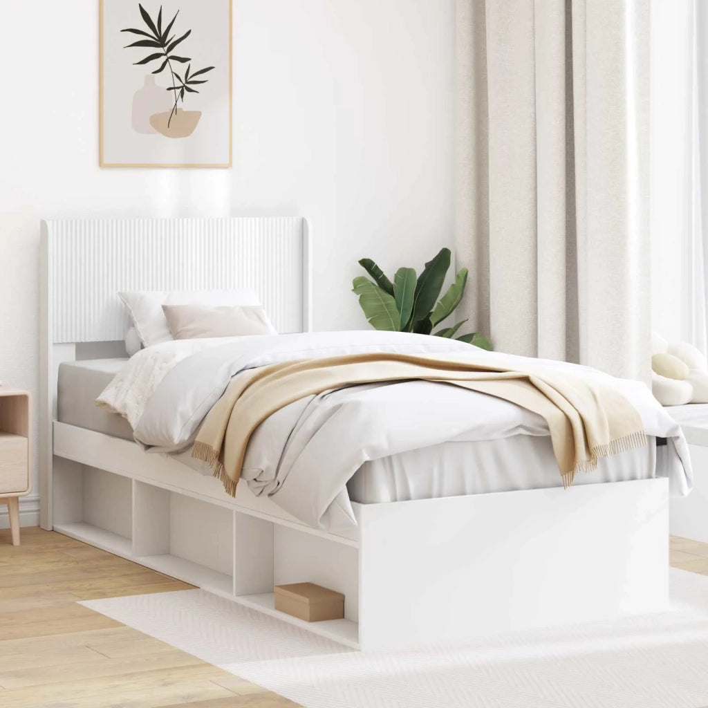 Struttura del letto con stoccaggio e testata Bianco 90 x 200 cm 3414251