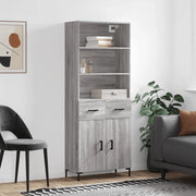 Credenza-Buffet-Armadio da cucina Grigio Sonoma 69,5x34x180 cm in Legno Multistrato 348538