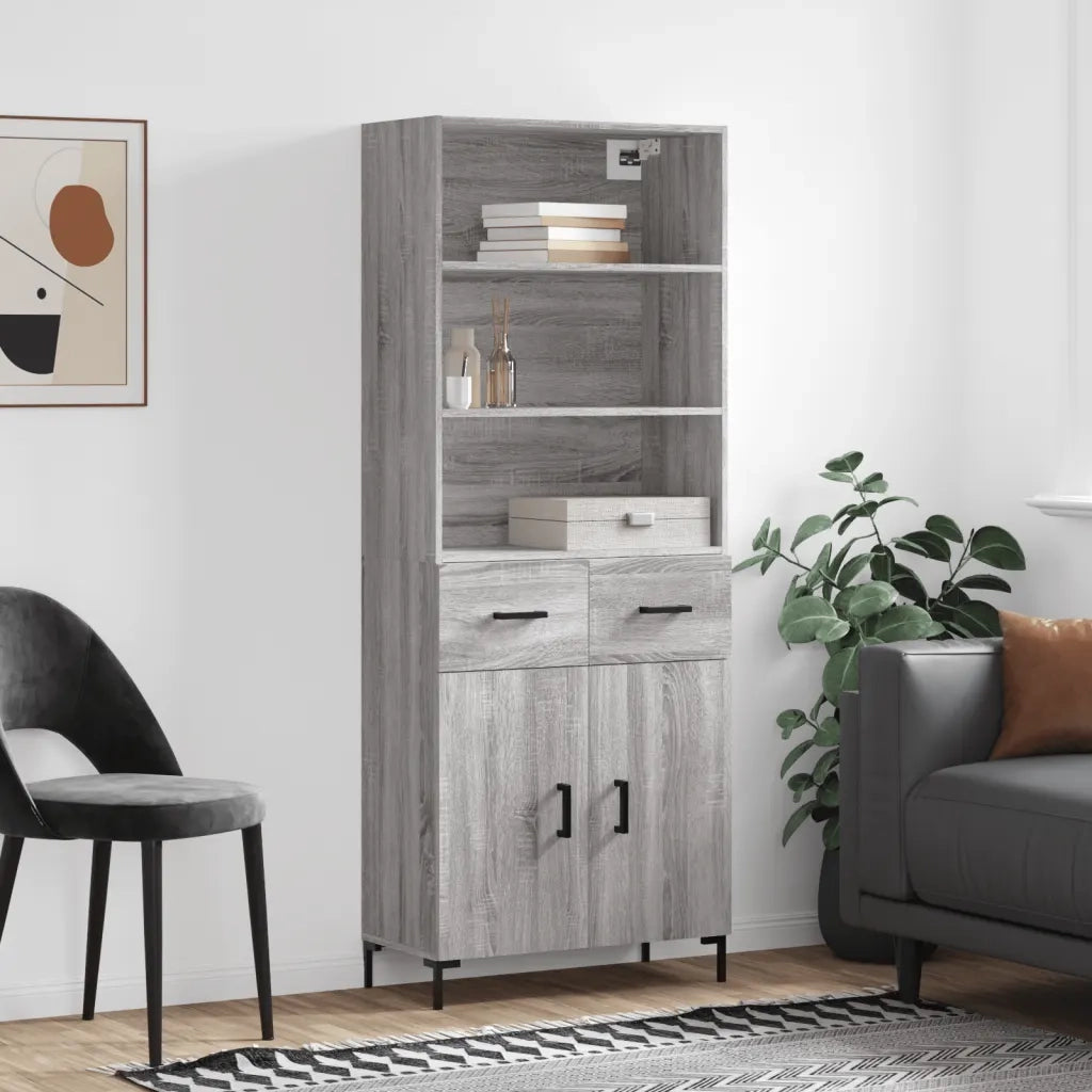 Credenza-Buffet-Armadio da cucina Grigio Sonoma 69,5x34x180 cm in Legno Multistrato 348538
