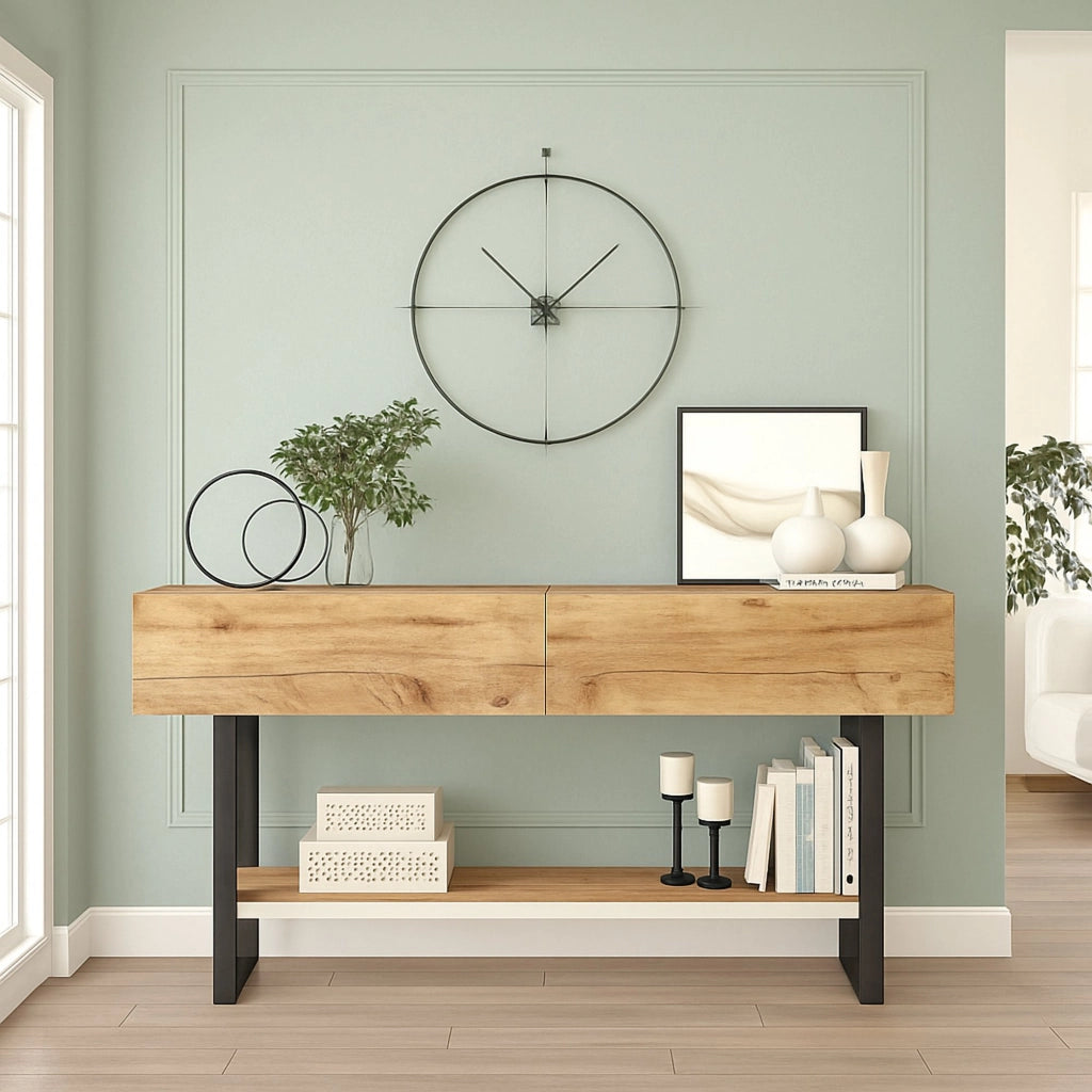 Madia Allein, Credenza Apertura a Ribalta, 139x43x76h cm Marrone Quercia