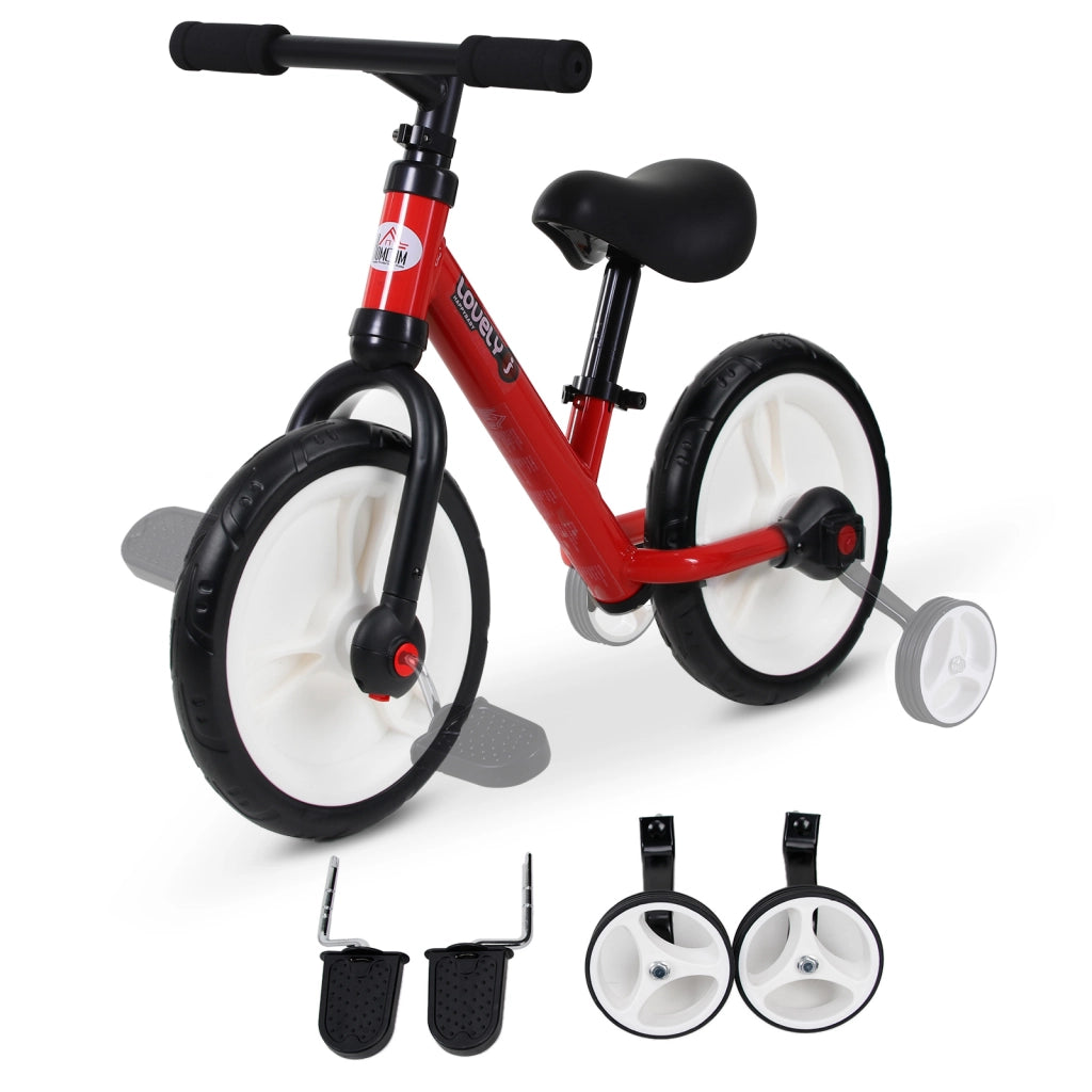 Bicicletta Equilibrio Bambini 2-5 Anni ¨C Xylo ¨C con Ruote Stabilizzatrici e Pedali, Rosso