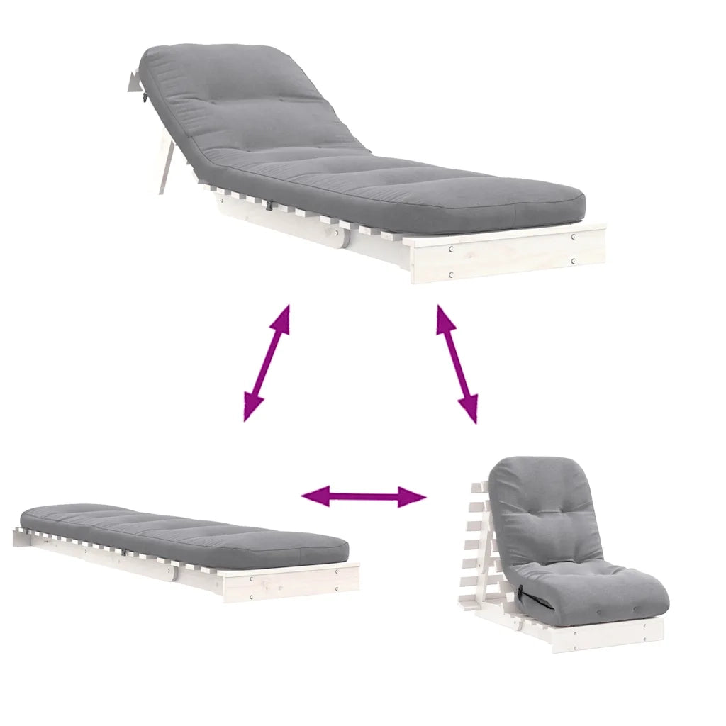 Divano letto | Sof¨¤ letto | Letto singolo Futon con Materasso Bianco 60x206x11cm Legno Pino