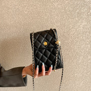 Borsa a tracolla da donna in vera pelle, nera, con catena.