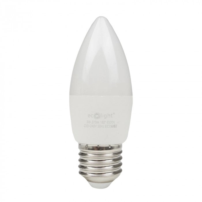Lampadina LED candela E27 3W 6500K 270lm anti-sfarfallio Ecolight