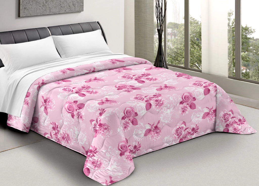 Trapunta Piumone Letto Invernale Imbottita 300gr Scaldanotti Matilde - Piazza E Mezza - Rosa