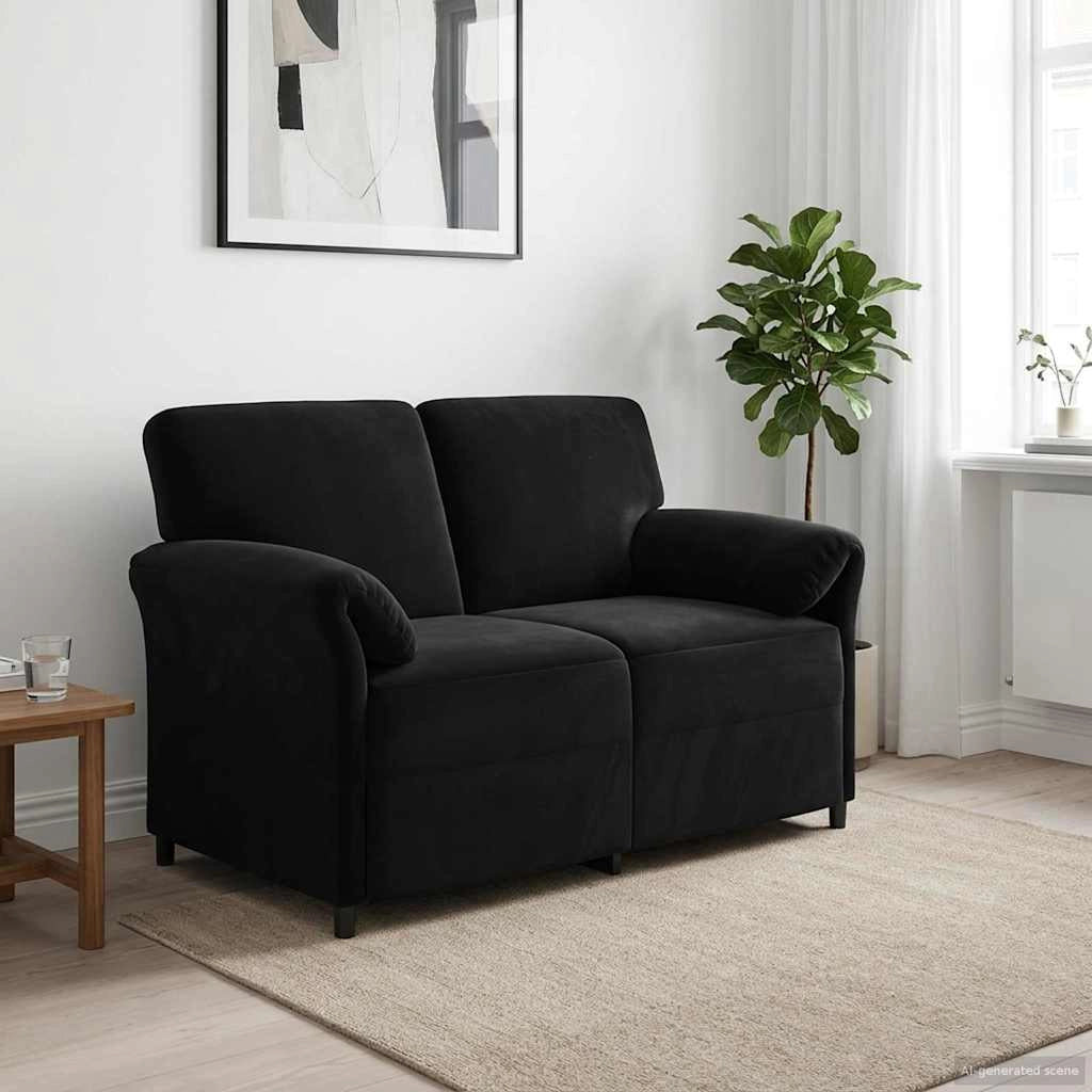 Divano a 2 Posti Nero 138 x 83 x 95 cm Velluto 42033945