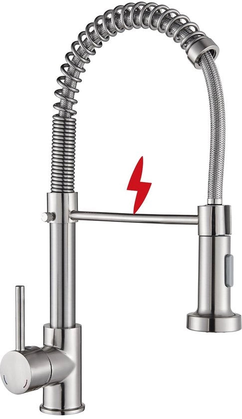 Crano da cucina bassa pressione con arcata alta, miscelatore per vasca con movimento a 360°, 2 funzioni di getto, adatto per acqua calda sanitaria