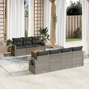 Set Divano da Giardino 8 pz con Cuscini Grigio in Polyrattan 3256802