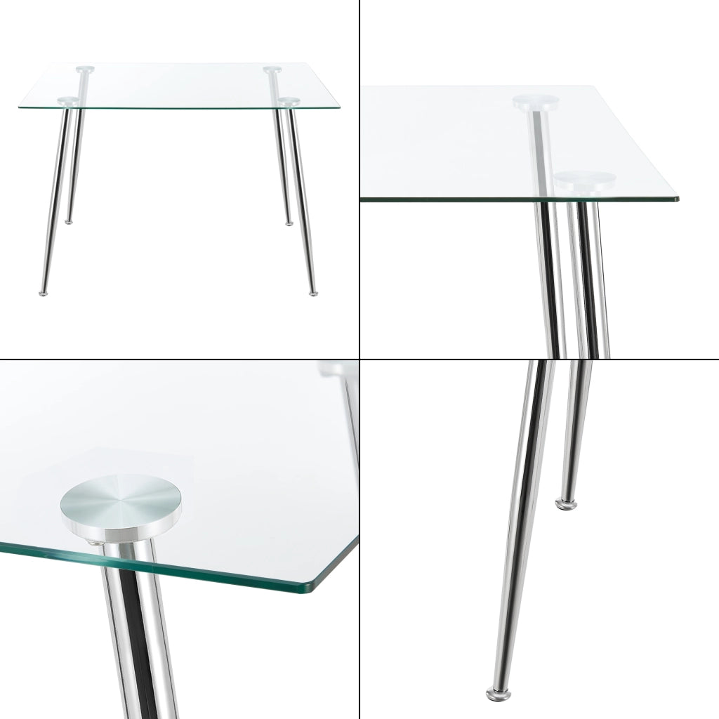 Tavolo da Pranzo Hyrynsalmi Piano Rettangolare in Vetro 110 x 70 cm Gambe in Acciaio Cromato [en.casa]