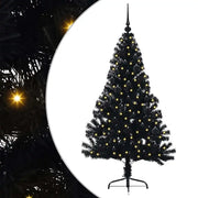 Albero di Natale | Decorazioni natalizie artificiale con luci integrate Nero 150 cm PVC